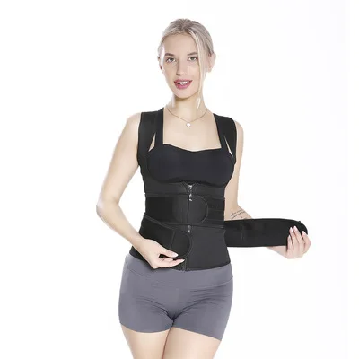 

Women Corset Tops Body Shaper Slimming Waist Trainer Chest Push Up Neoprene Sauna Vest, Picture shows