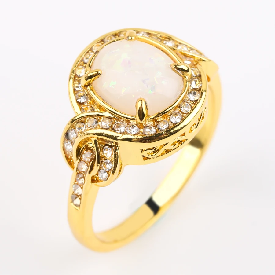 

Light Luxury New White Egg-Shaped Opal Ring Diamond-Studded Women's Valentine's Day Gift Rings, Rose gold, platinum