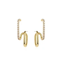

Double Circle Gold Stud Earrings Thin Line Irregular Geometric Earrings for Women CZ Stone Minimalist Earrings Studs 2019 Trendy
