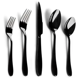 Italy Design 5pc Colored Matte Black Cutlery Set Stainless Steel Silverware Flatware Set For Hotel Restaurant Wedding