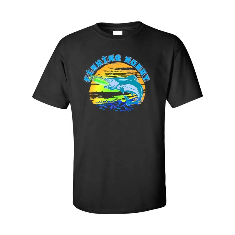 
Dropshipping low MOQ breathable Men T-shirts , Black Custom pattern Print shirts for men 