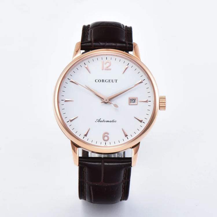 

40mm Corgeut Sapphire glass relogio masculino leather luxury automatic watch