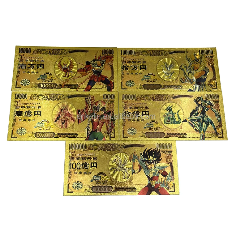 

Japan anime Saint Seiya yen money collection pvc 24k gold plated foil banknote