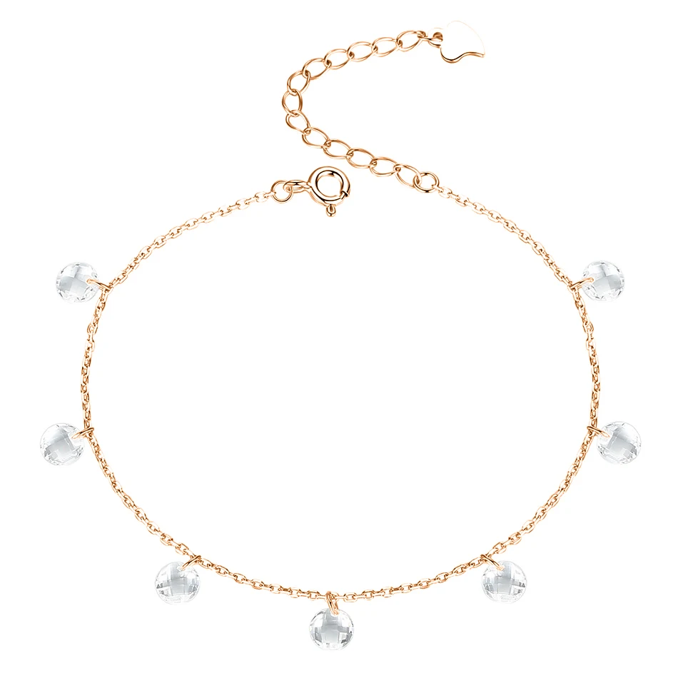 

925 Sterling Silver Rose Gold Plated Cubic Zircon Charm Simple Bracelet For Woman, Customized color