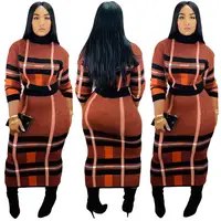 

Fall Winter Autumn Grid Plaid Sweater Sets for Women Turtle Neck Two PC Sets Fashion Comfortable Sweat Pant Matching Set RS00087