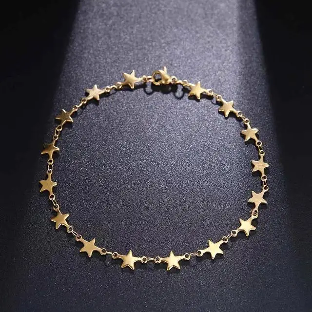 

Stainless Steel Chain Bracelets For Man Women Gold Silver Color For Pendant Pentagram Donot Fade Jewelry