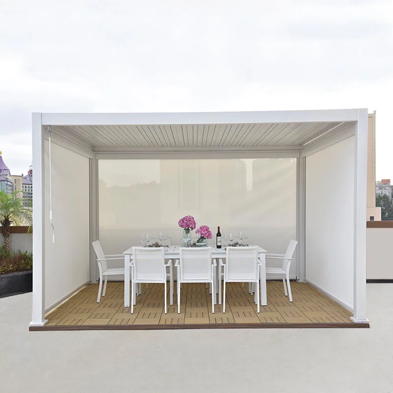 

Pergola De Aluminio Con Bicarbonato 4*4 Meter In Stock Pergola Sun Shade Roof Aluminium Louver Awning Retractable Home Pergola