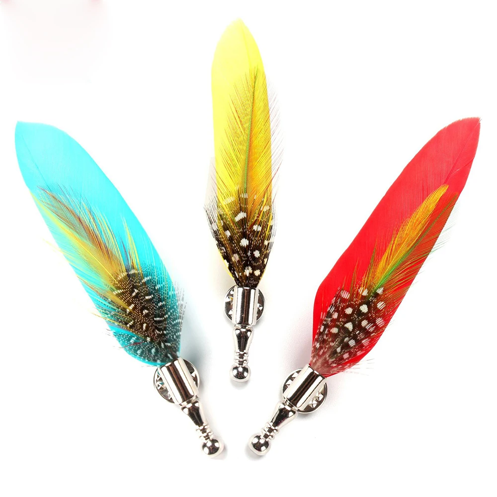 

Colorful Peacock Feather Lapel Pins Manufacturer For Suit Men Brooch Pins With Butterfly Clasp