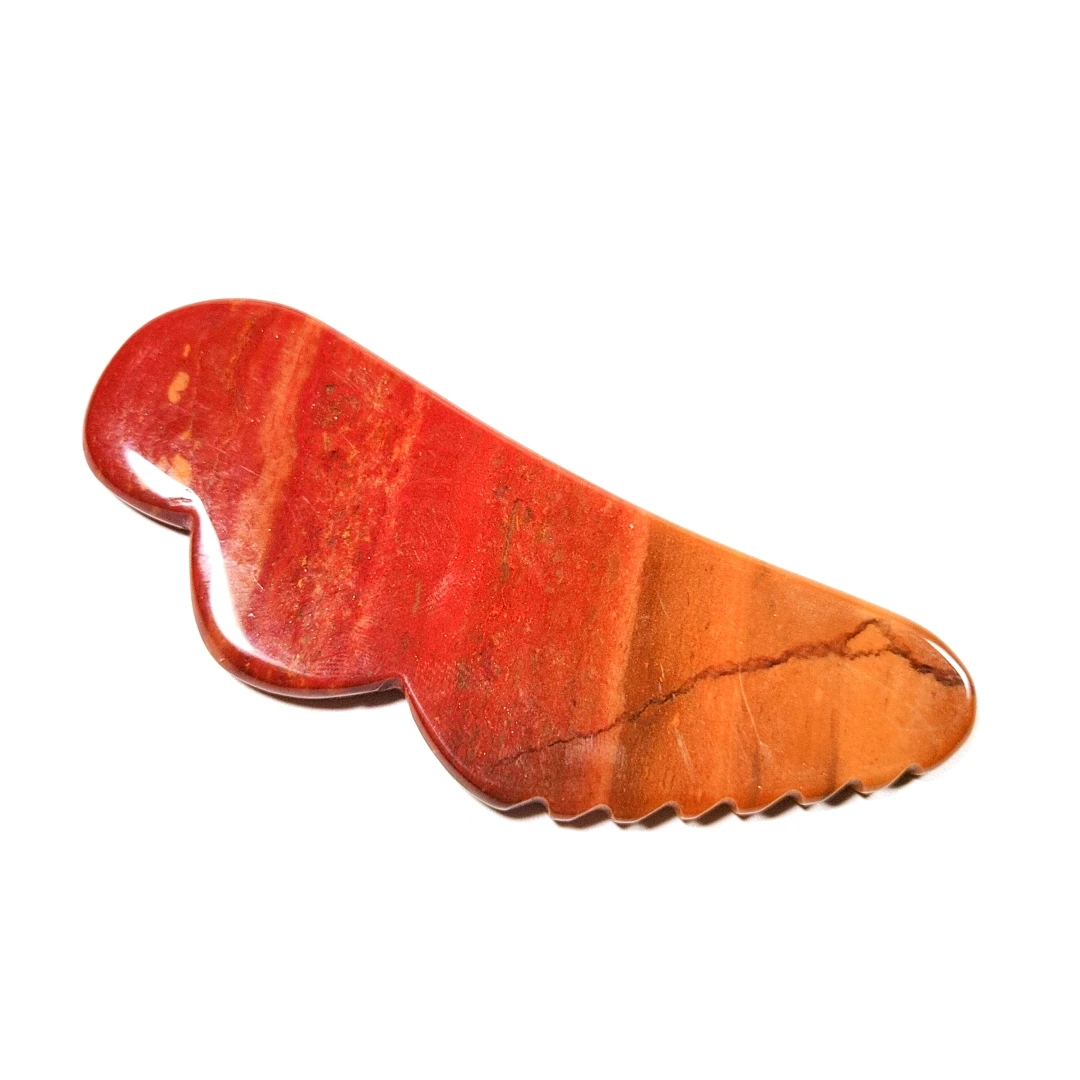 

Bulk supplier jagged Mookaite jasper gua sha board stone tool for anti aging wing guastone