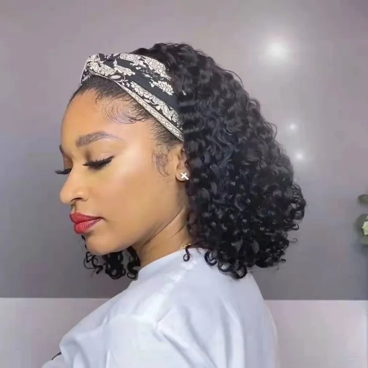 

2021 Fashionable Wholesale Luxurious Deep Wave Headband Wigs For Black Women