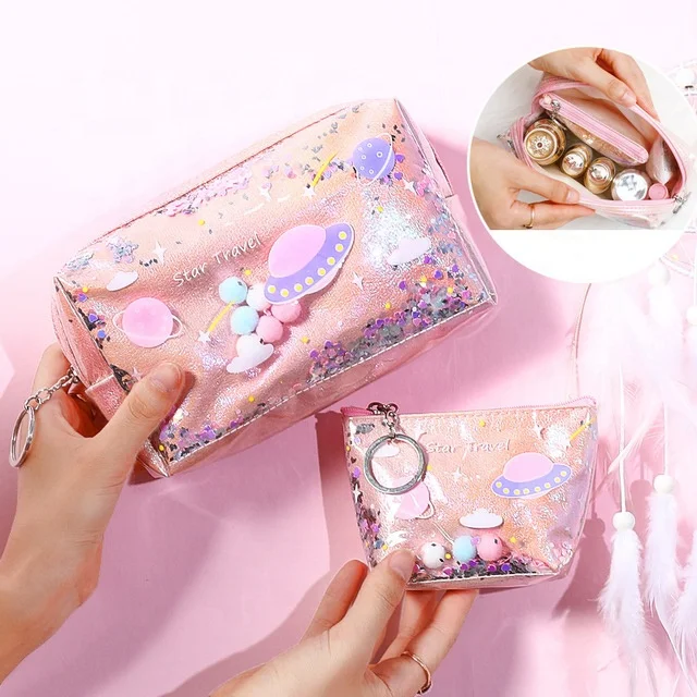 

Fashion Laser Cosmetic Bag Quicksand Change Storage Bag Durable Waterproof Star Trek Pencil Case, The same as the picture