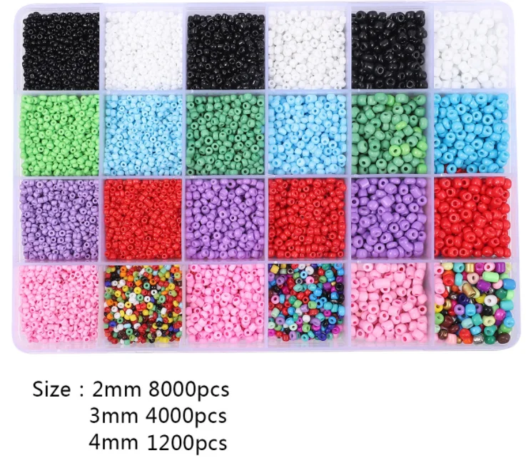 

Box Set 2/3/4mm colorful Glass Seed Beads tiny Spacer glass Beads ForJewelry Making DIY Handmade Accessories Bead Kit, As picture