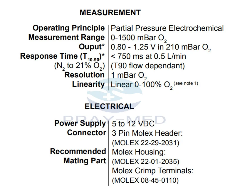 MOX20 MOX-20 Medical oxygen sensor for Resmed Elisee150/350 MOX20 MOX-20 Medical oxygen sensor for Resmed Elisee150/350