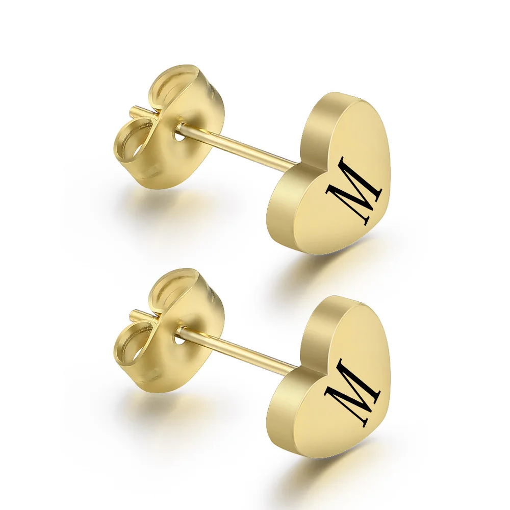 

Heart Initial Stud Earrings for Girls Stainless Steel Dainty Letter Earrings Hypoallergenic Initial Earrings for Women, As the picturs