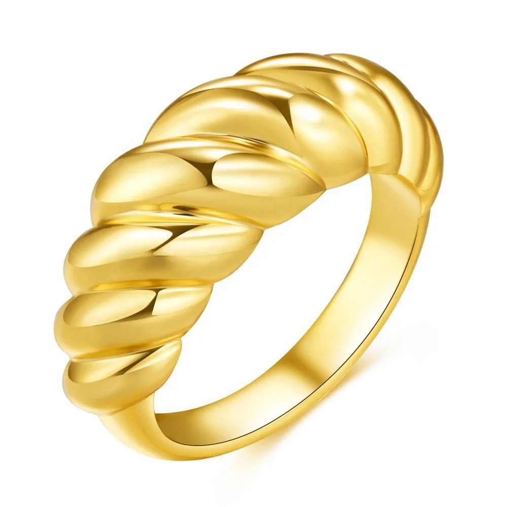 

unique ladies horn ring 18K gold IP plated crescent bread ring gold woman jewelri, White gold /gold color