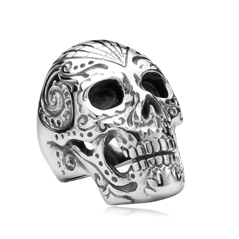 

SS8-150R steel soldier huge devil skull skeleton ring for men stainless steel metal vintage amulet jewelry