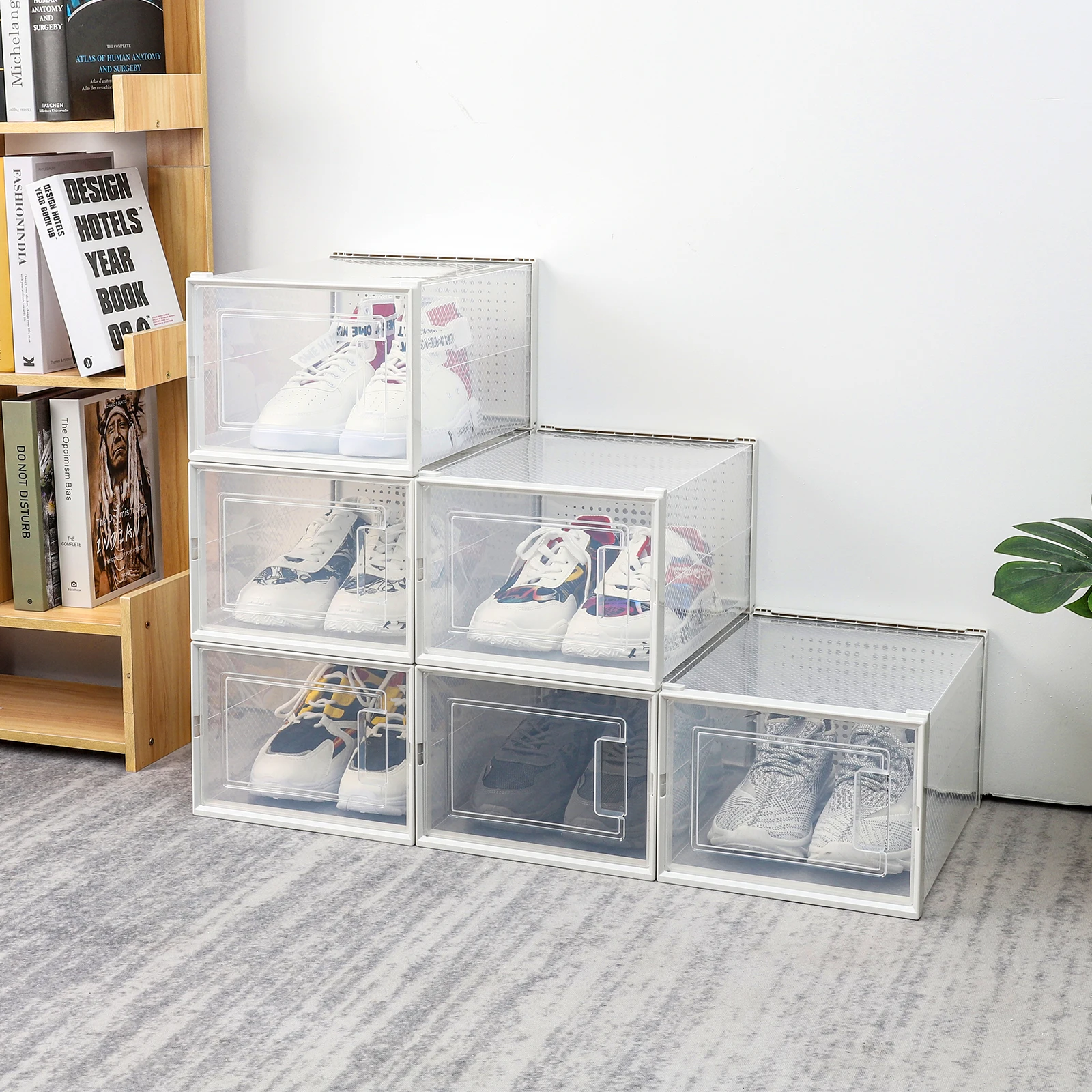 

Factory price stackable storage boxes containers for clothes shoes foldable shoes containers