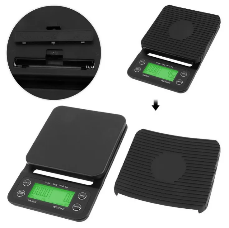 

3KG/0.1g digital electronic coffee scale with timer function