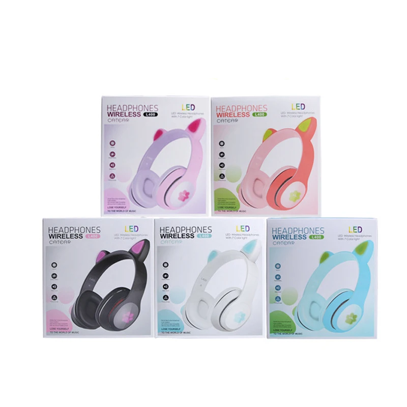 

Headsets Women Kids Children Cute Cat Ear Headphones Headset LED Glowing Foldable Cat Ear Wireless Headphones