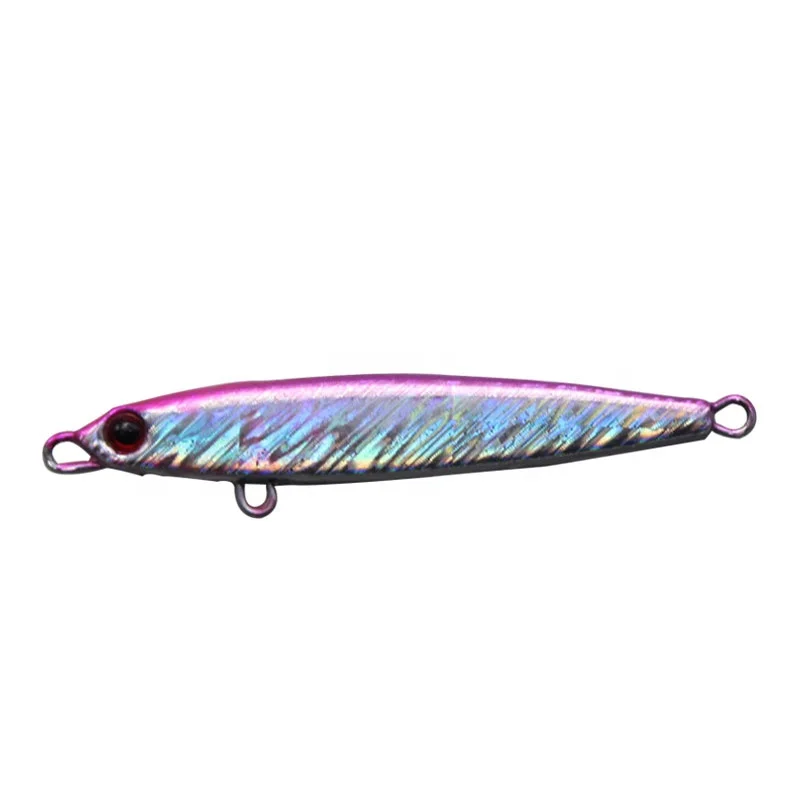 

OEM ODM small iron plate lead fish metal jig with blood trough hook fishing jig metal for warped bass sea fishing, 4 colors