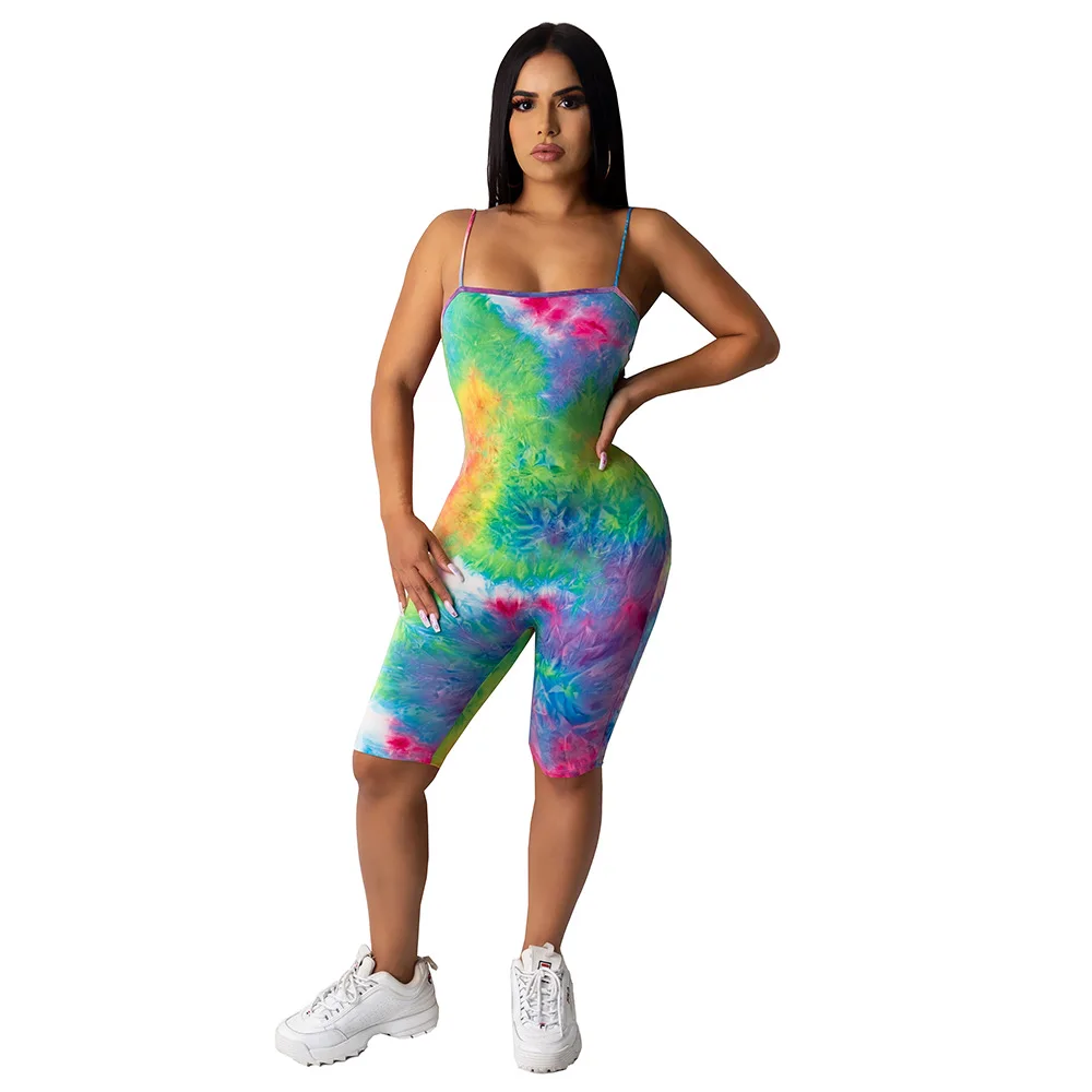 

2021 New Women's Clothing Supply Fashion Casual Tie-dye Suspender Jumpsuit Summer Dress, Black