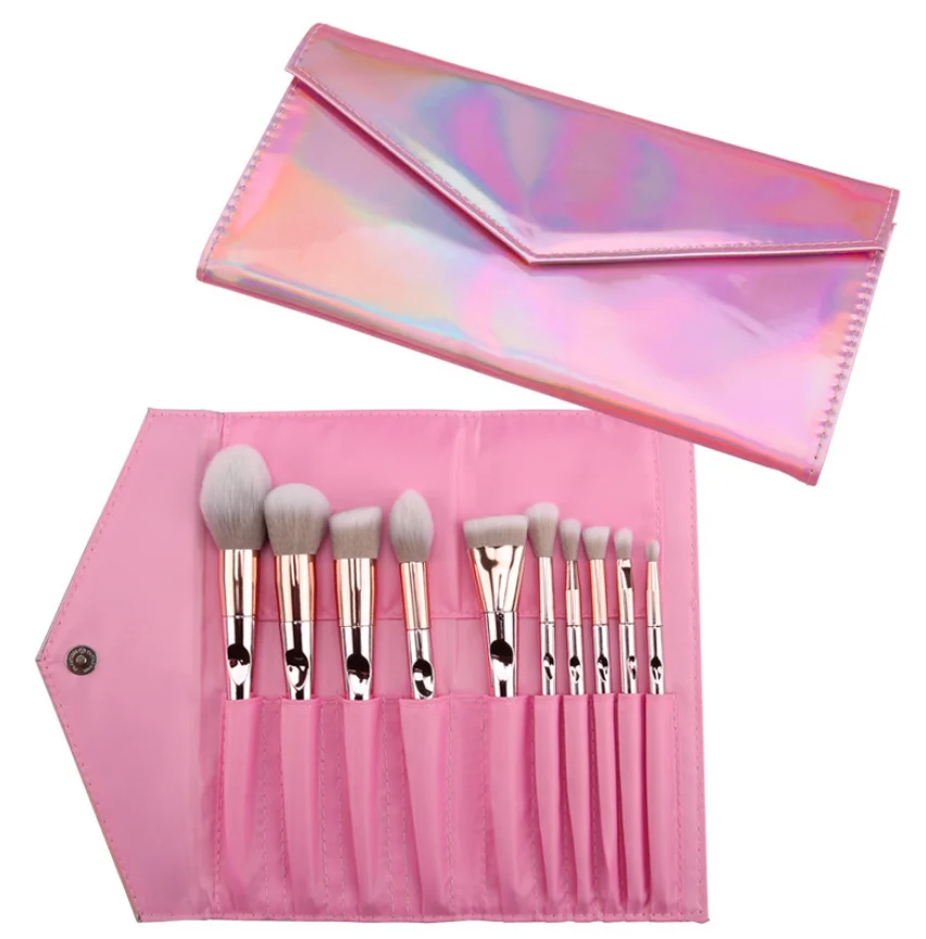 

Wholesale 10 pieces of make-up brush set portable laser bag artificial fiber customized logo make-up brush tool set, Various,customized