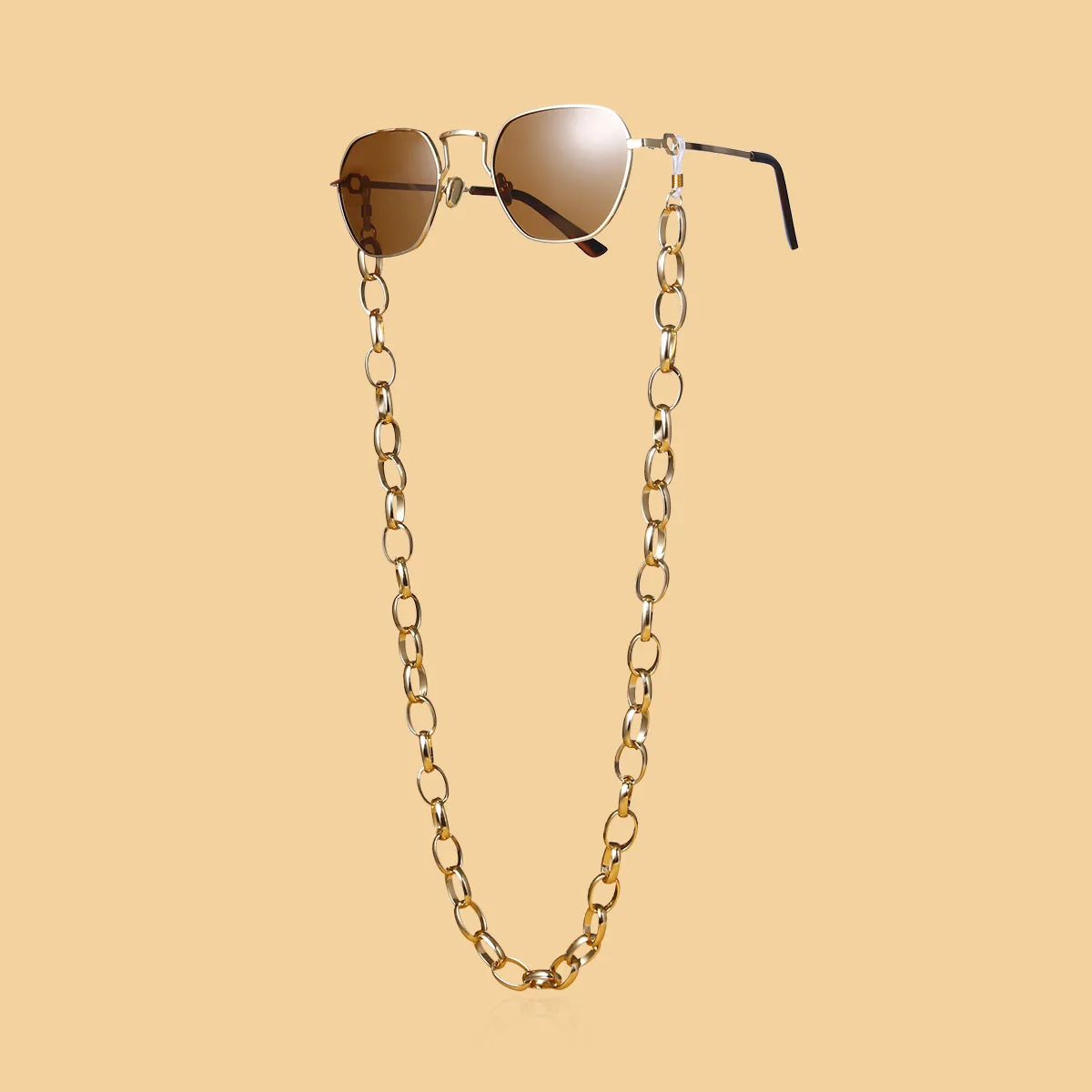 

fashion o shaped chain geometric accessories handmade gold plated metal chain eyewear sunglasses glasses chain holder, As photo