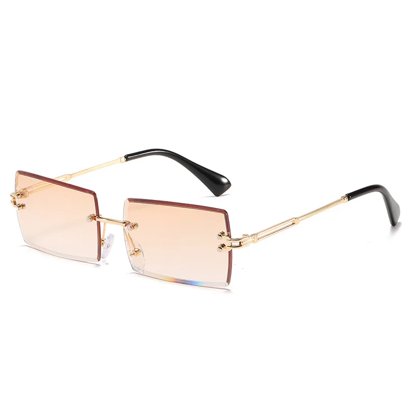 

Hot Sale Fashion Women Vintage Diamond Cut Ocean Lens Small Rimless Rectangle Sunglasses 2021, Multi colors