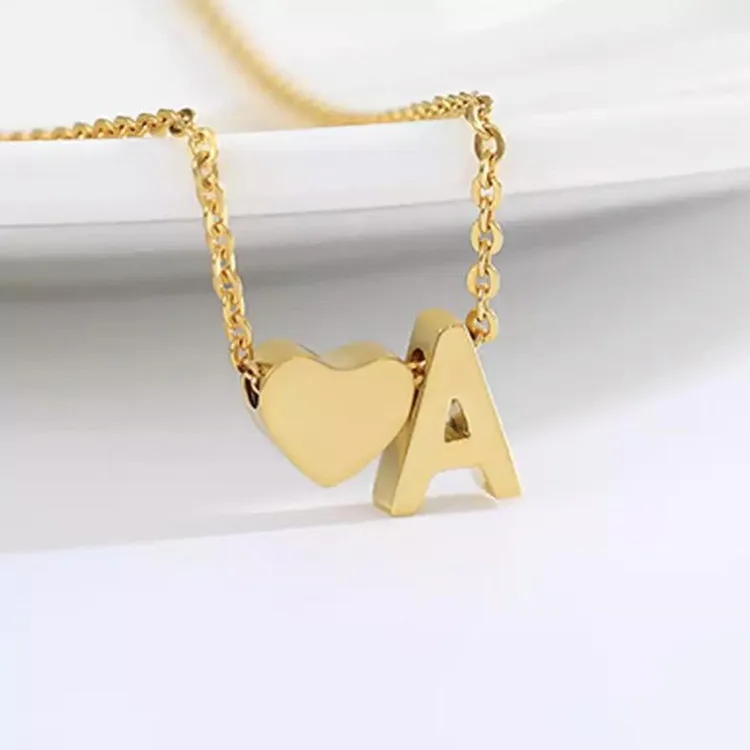 

Cheap Price Dainty Stainless Steel 14K Gold Alphabet A-Z Initial Necklace Letter Gold Plated For DIY