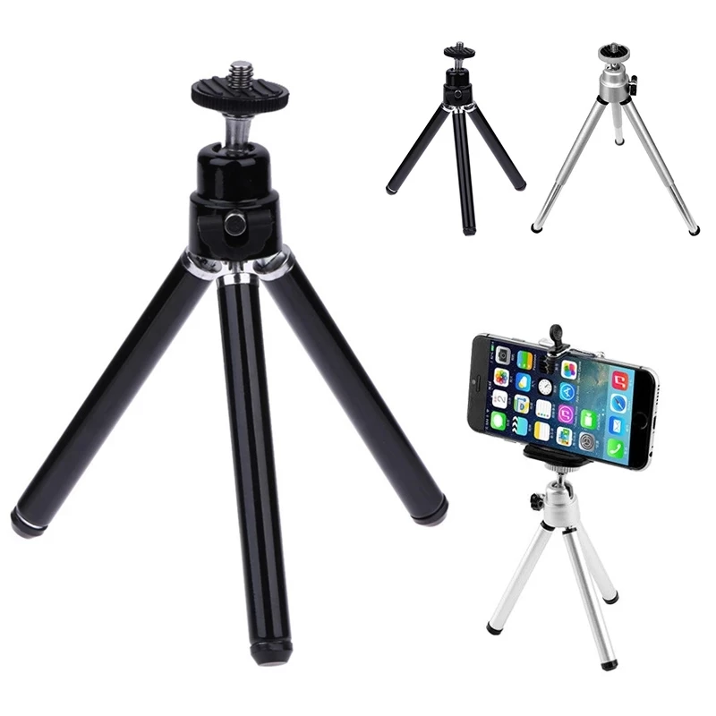 

Lightweight Portable Flexible Mini 2 Sections Phone Camera Photography Tripod Adjustable Desktop Selfie ring light Stand, Black,silver