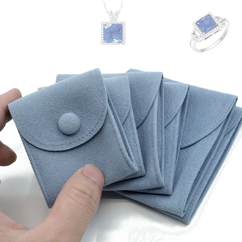 

Customized Luxury Blue Snap Velvet Bag Jewelry Ring Gift Bag Suede Pouch, Black, blue, green, grey, pink, white, yellow, etc