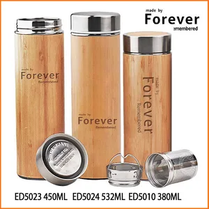 Image of High quality 450ml BPA free natural bamboo cups luxury thermos coffee cup with laser engraved logo