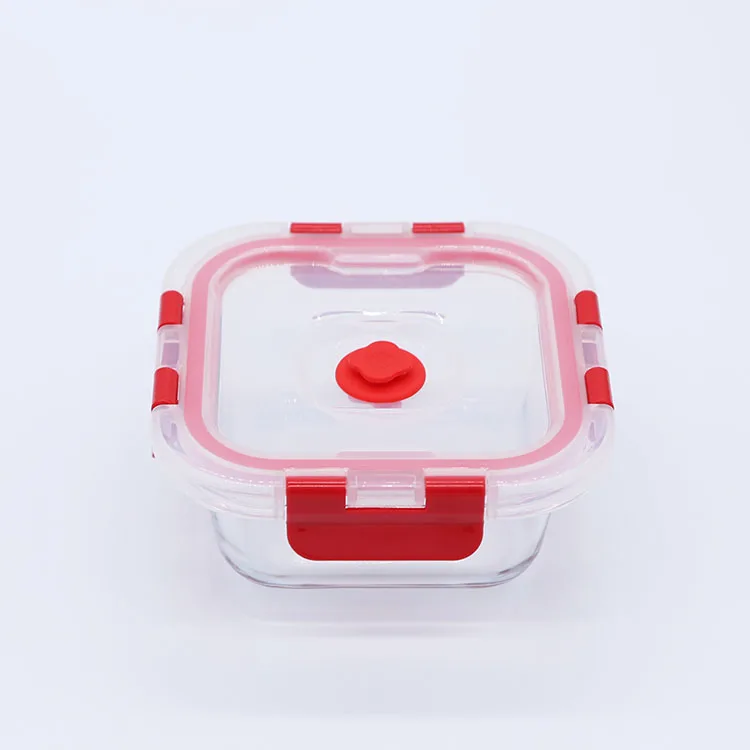 

2021 Hot Selling Square High Borosilicate Crystal Glass Food Storage Containers Bento Lunch Box With Silicone lid, Clear