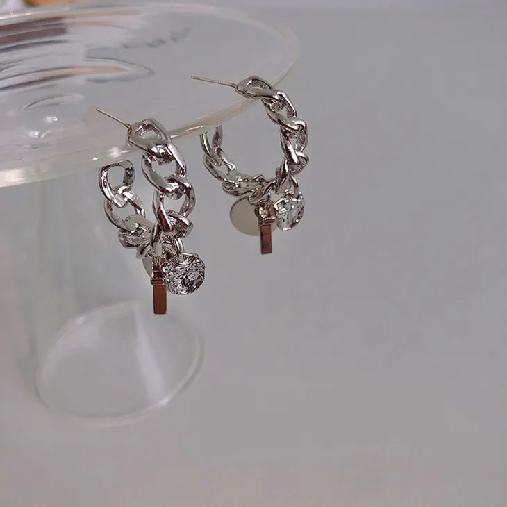 

Fashion C shape chain coin cross dangle earrings cross earrings for women