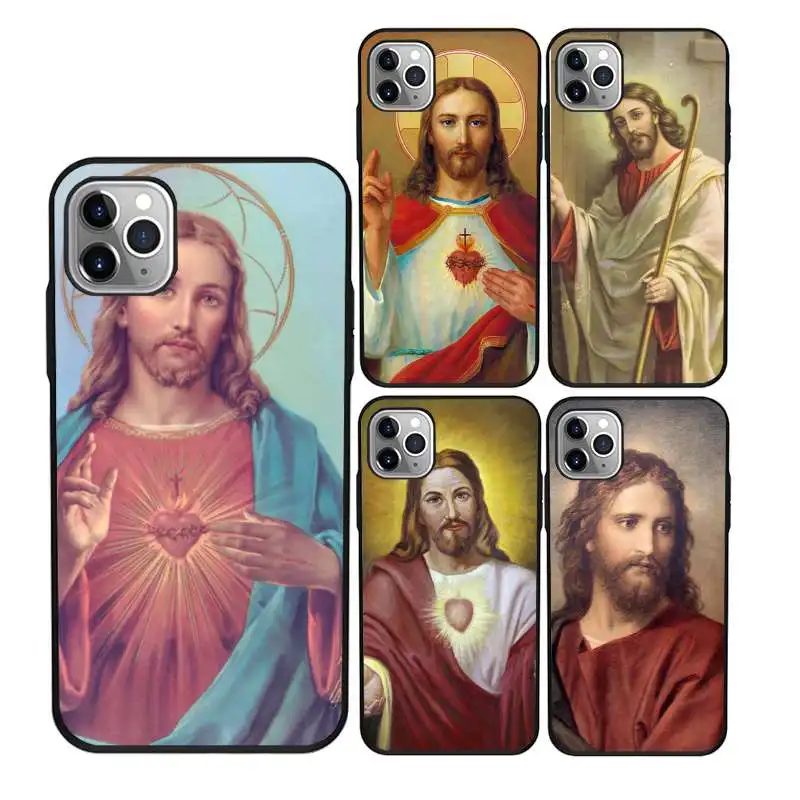 

Cute jesus tpu protective cover phone case for iPhone 11Pro Max 11 X XS XR XS MAX 8plus 8 7plus 7 6plus 6 5 5E case, Black