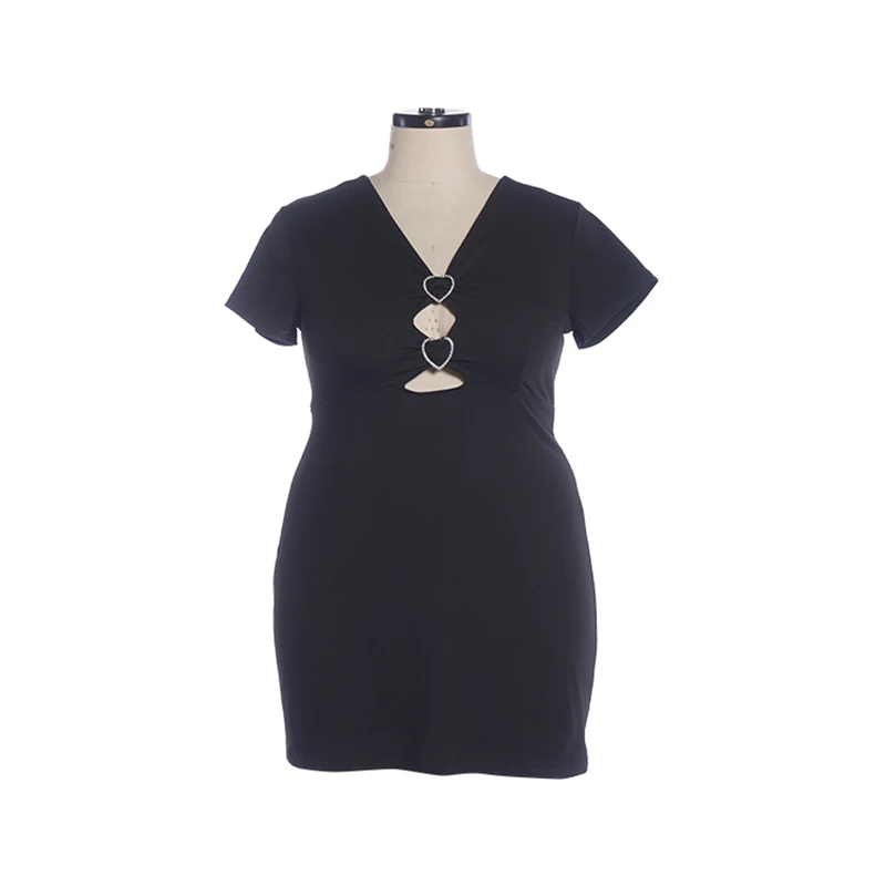 

Plus size Sexy slim dress with hollow-out buttons on the chest