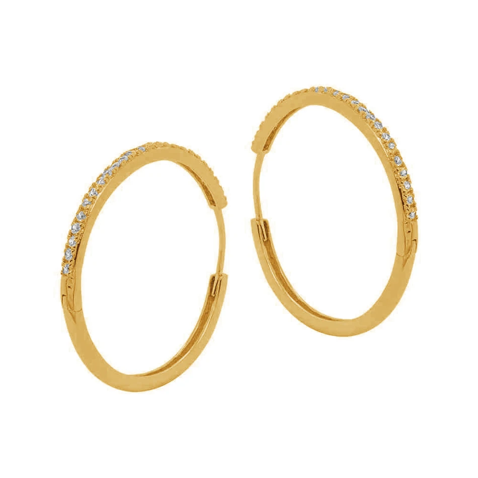 

high quality 925 sterling silver minimalist women jewelry 18k gold plated cubic zirconia pave big hoop earrings