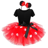 

Birthday party baby girl Dress Large Polka Dot Red children Mesh Dress with hair hoop