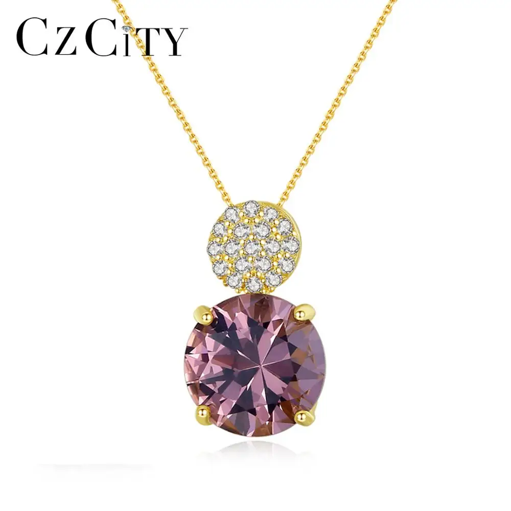 

CZCITY New Graceful Gemstone Silver Pendant Jewelry Necklace for Women in Stock