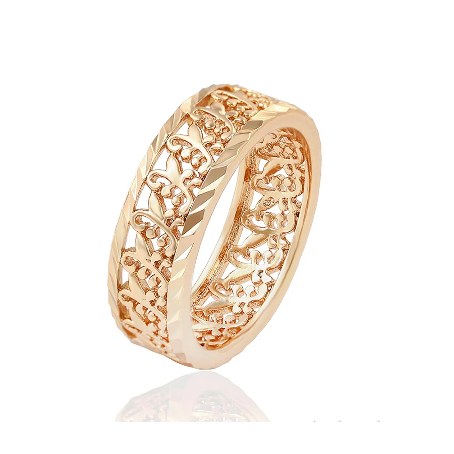 

16400 xuping 2020 fashion simple no stone designs 18 karat gold Openwork beautiful pattern ring, 18k gold color