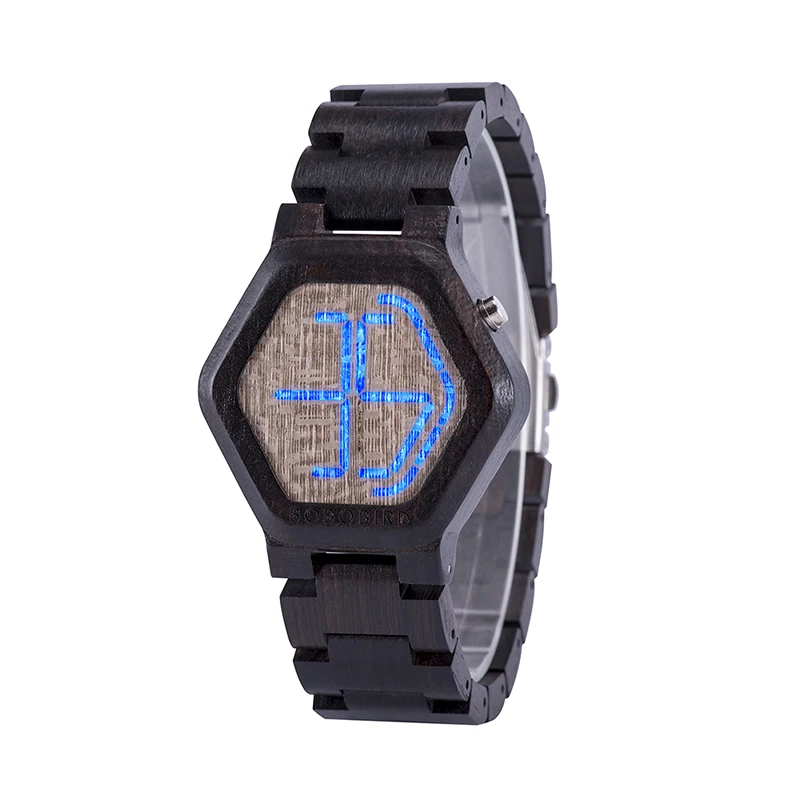 New Arrival BOBO BIRD Digital LED Display Wood Wrist Watches bamboo watches