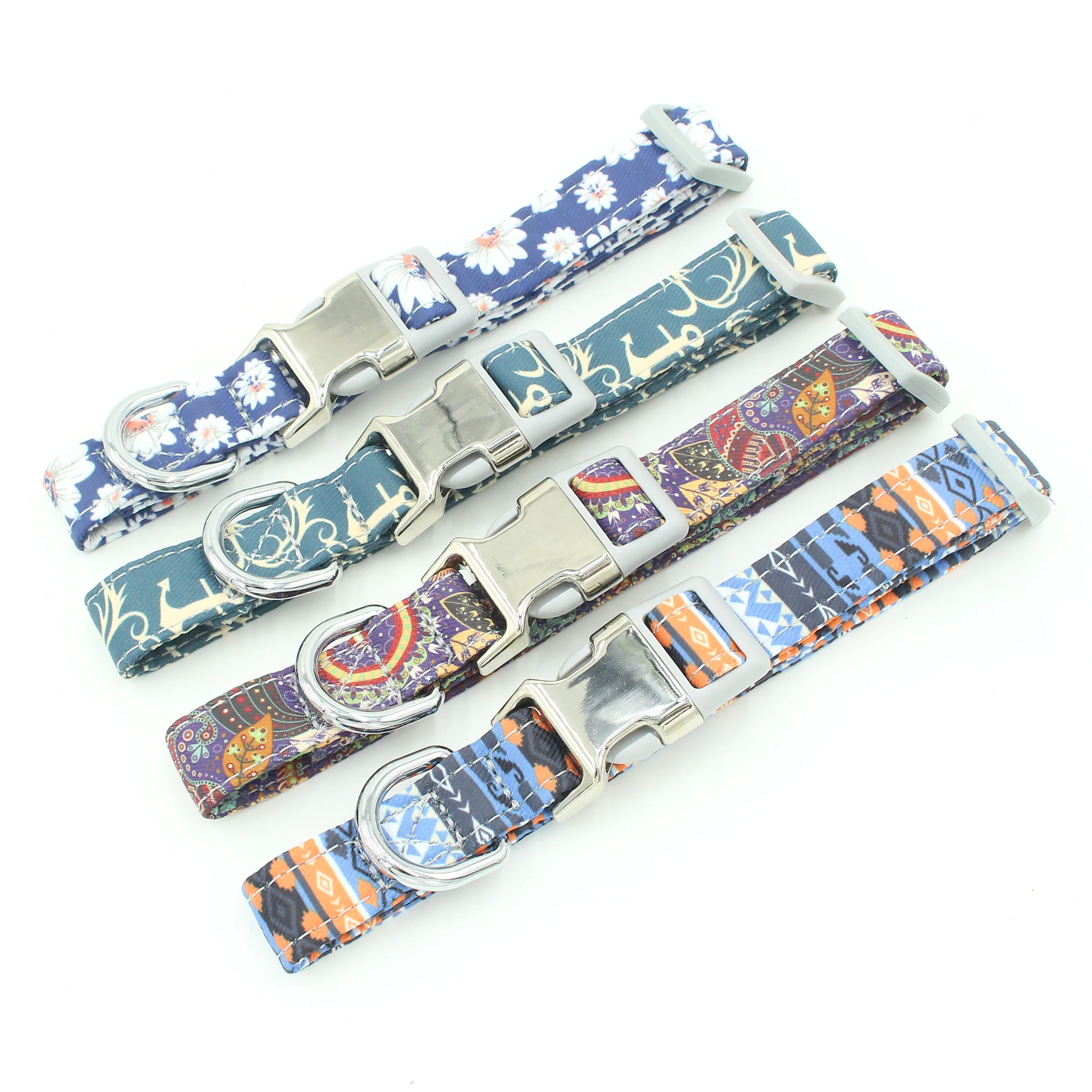 

Amazon hot Vintage pattern pet collar canvas adjustable dog cat collars