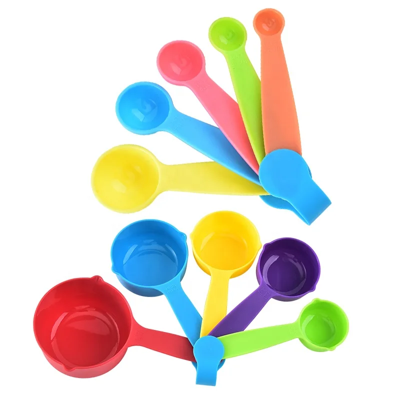 

Baking tools DIY cake baking milk powder spoon with scale five sets of PP colorful measuring cups measuring spoon, Multi color