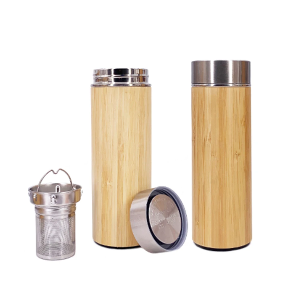 

Eco Friendly Stainless Steel 360/450/500ml Water Bamboo Fiber wooden thermo bottle, Woodiness