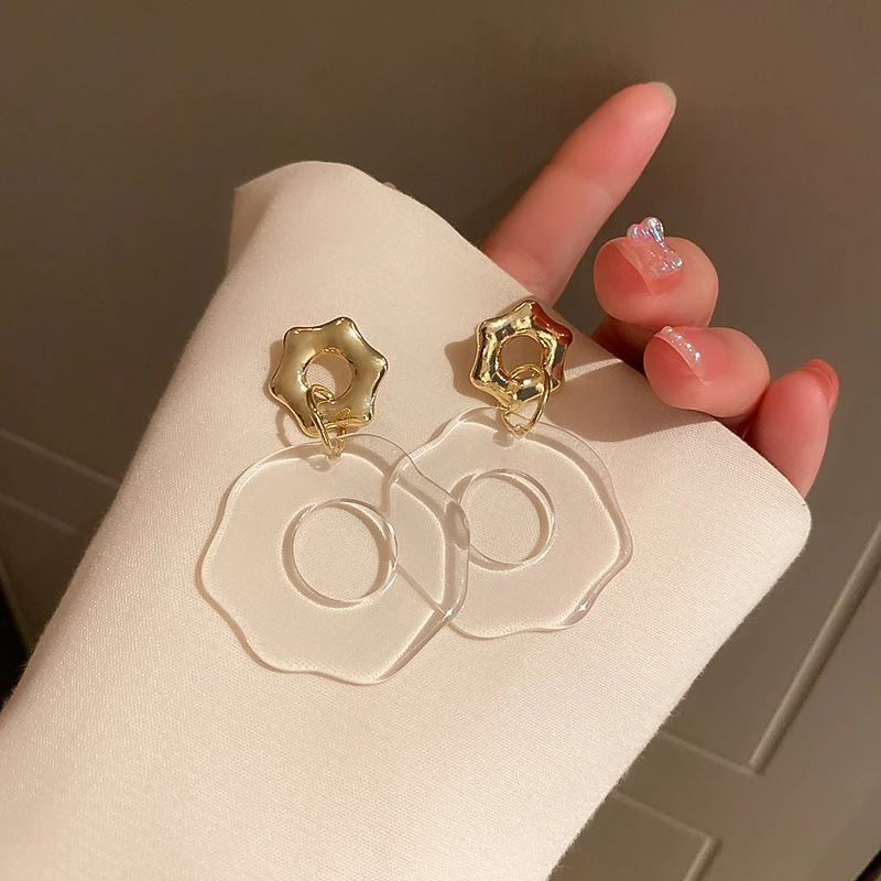 

fashion hollow acrylic resin drop earrings geometric
