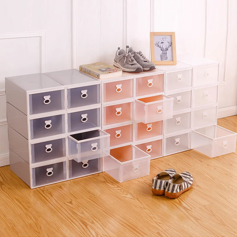 
4 pack combination shoe ark save space, plastic drawer type transparent shoe box 
