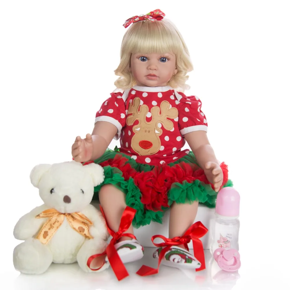 

24 inch Fashion Reborn Baby Girl Doll 60cm Silicone Soft Princess Baby Doll Toy for Sale Kids Birthday XMAS Gift Menina Playmate