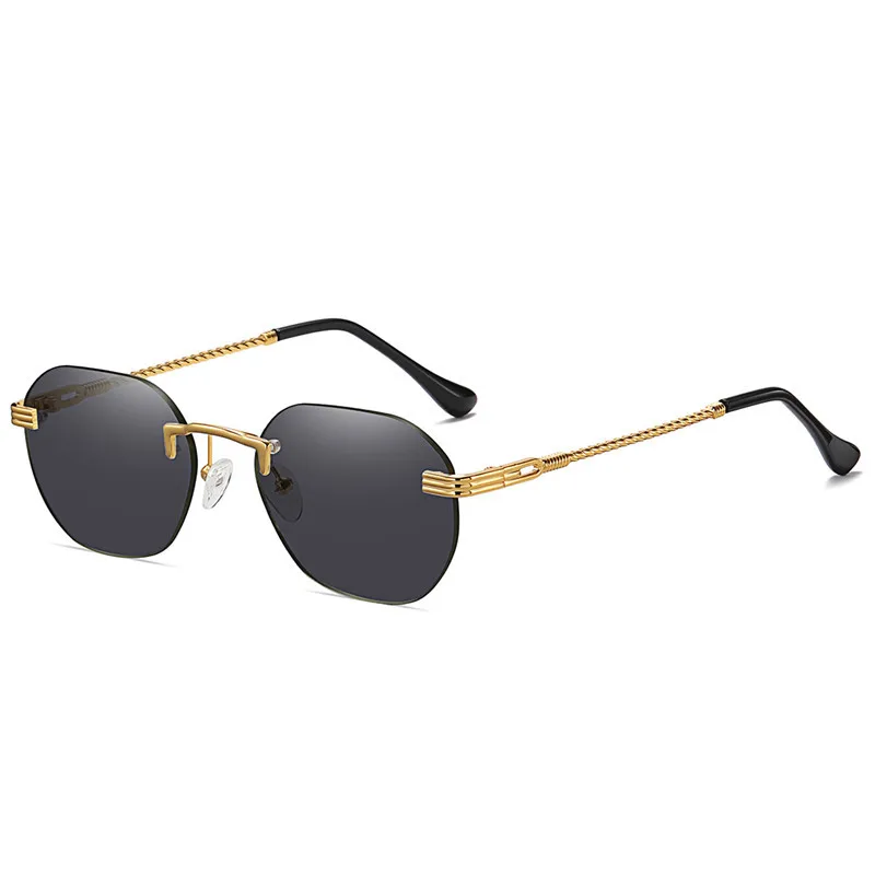 

2021 INS Fashion Rimless Small Metal Frame Oval Retro Gradient Unique Sun glasses Steam Punk Fashion Ladies Sunglasses 2021
