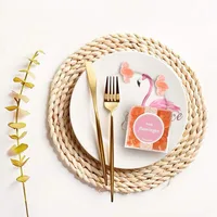 

Eco Friendly Woven Round Grass Nature Fiber Corn Husk Colour Craft Tableware Cane Placemat