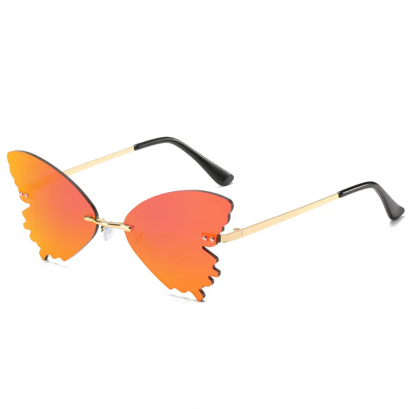 2020 new arrivals butterfly fashion personalezed cute rimless shades custom designer luxury metal Flame sunglasses women 77035, Mix color